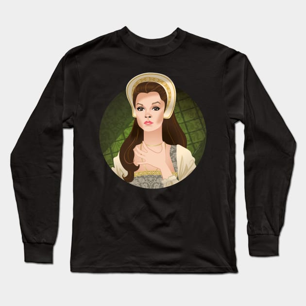 Anne Boleyn Long Sleeve T-Shirt by AlejandroMogolloArt